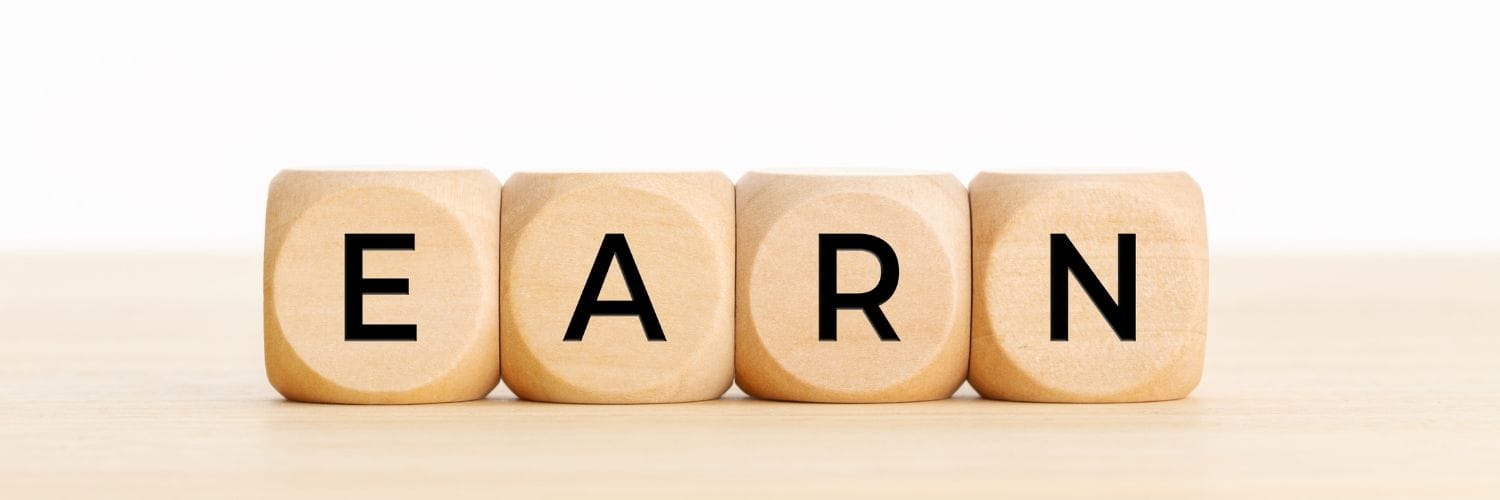 picture of wood dice spelling earn