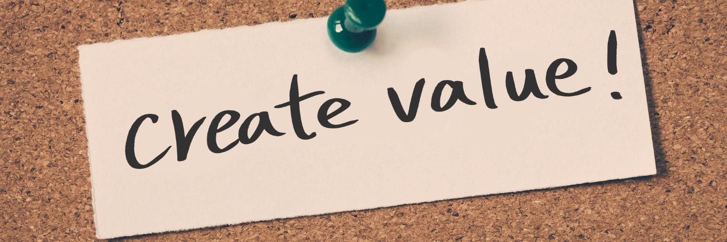 post it note stating create value
