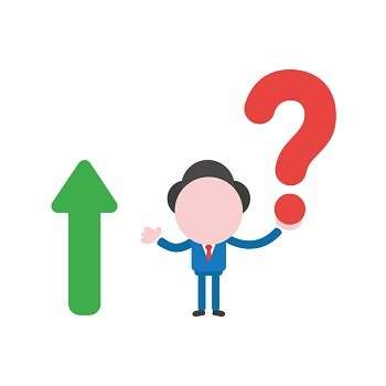 investor holding question mark and up arrow