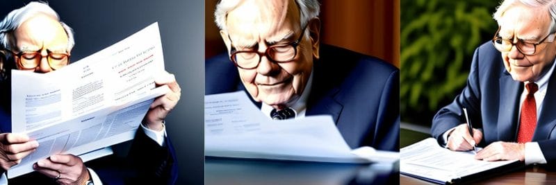 Warren Buffett reading a financial report