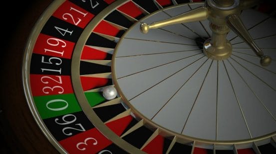 A close-up of a roulette wheel