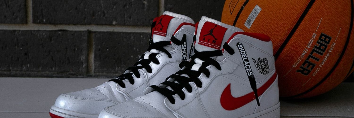 a picture of Michael Jordan shoes and a basketball