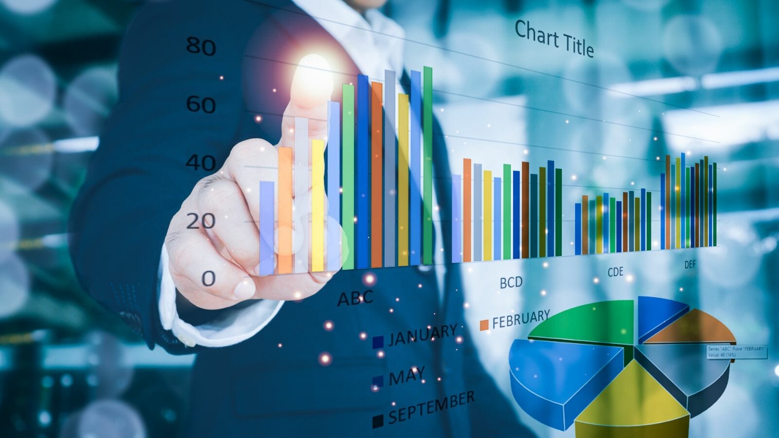 A person touching a graph