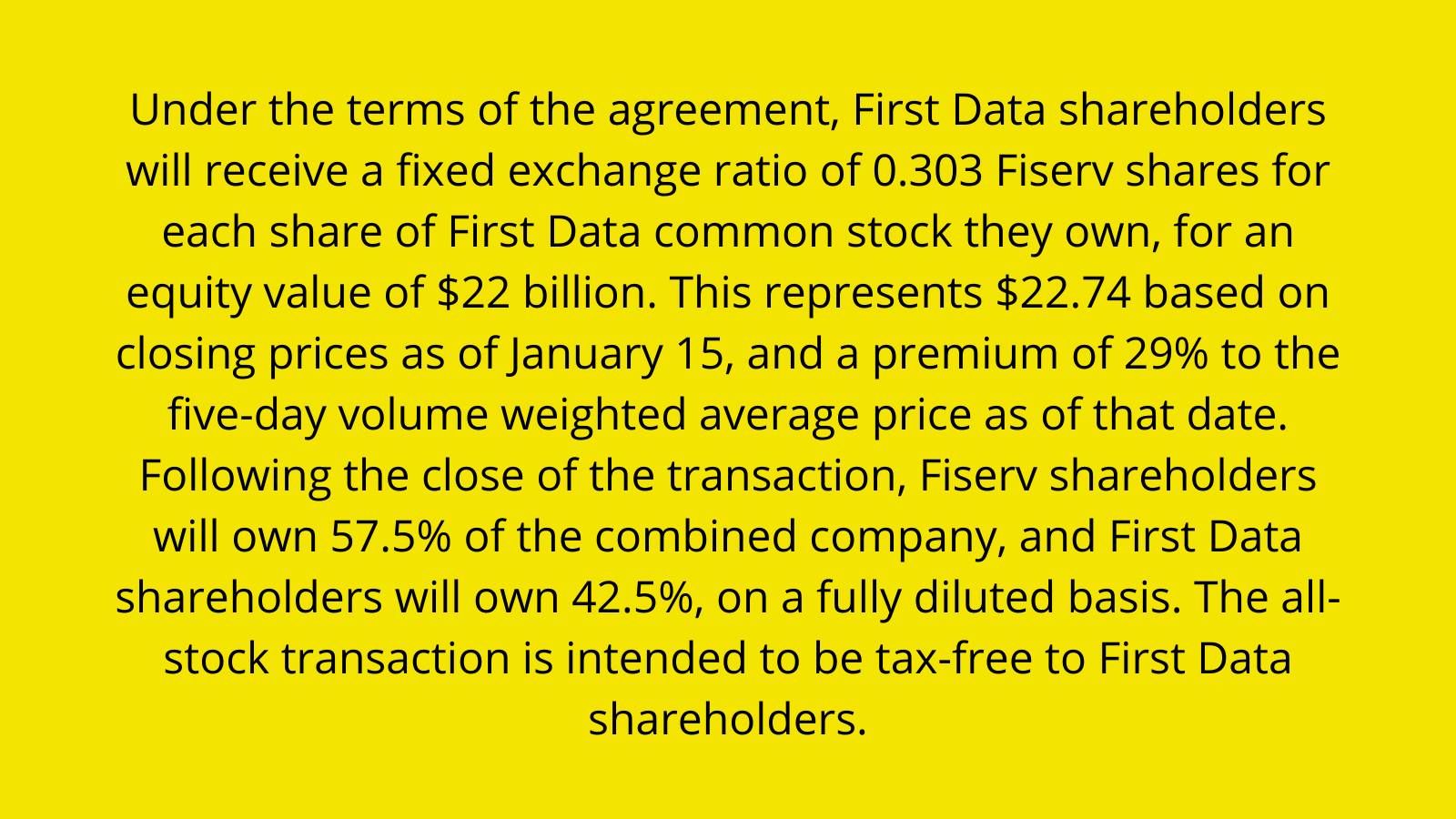 fixed exchange ratio for shareholders in M&A