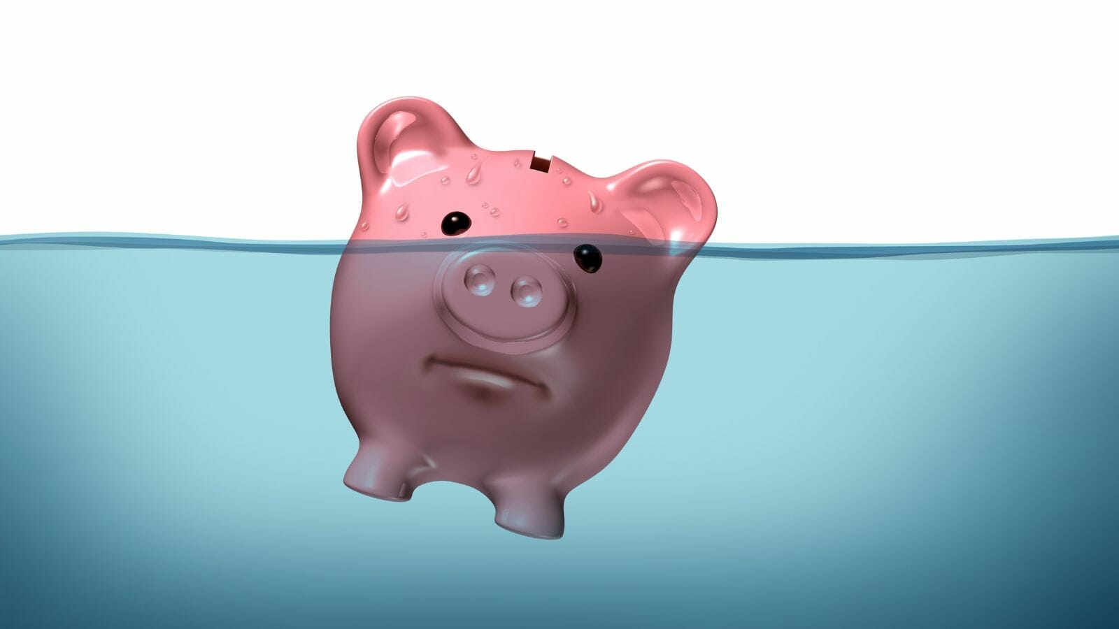 A piggy bank in water

