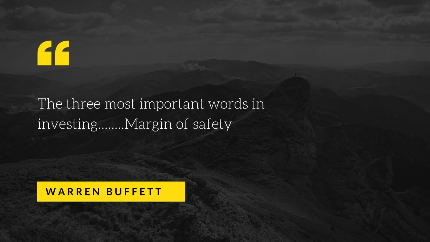 quote box with a warren buffett quote. margin of safety