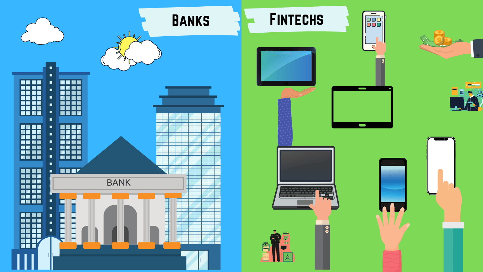 graphic of banks and fintechs