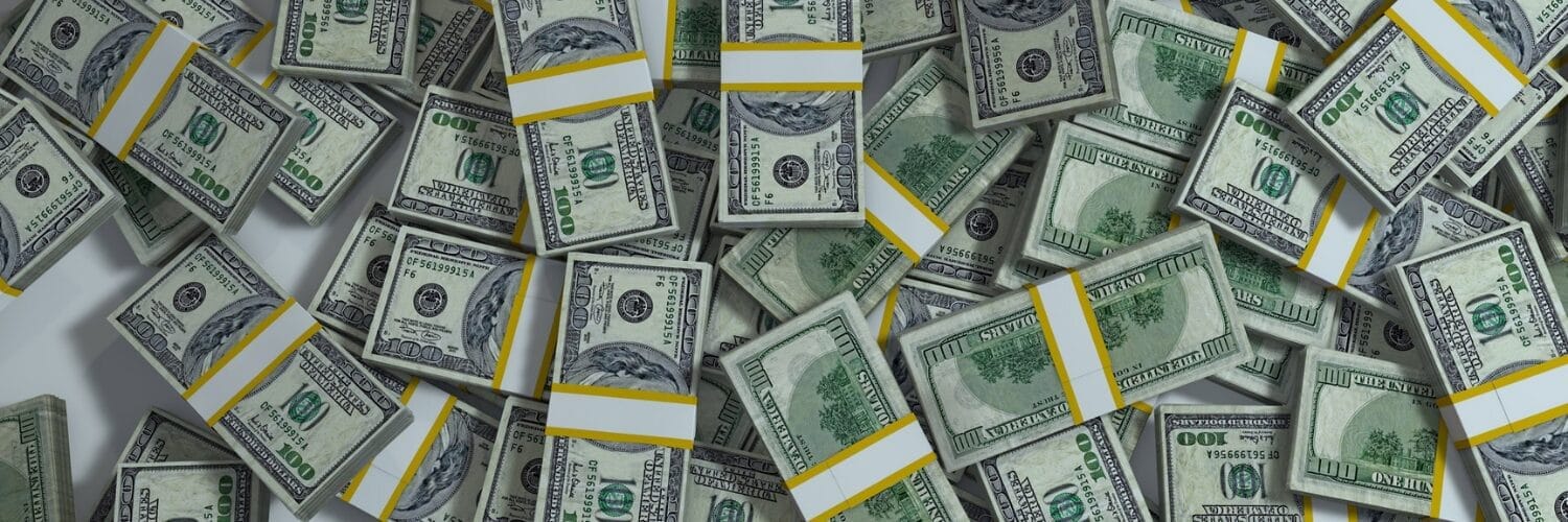 A picture of stacks of money