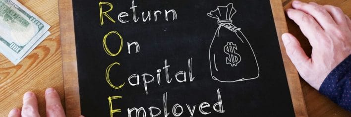 A chalkboard with the words return on capital employed written on it