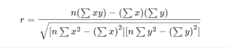 formula to calculator the pearson correlation coefficient