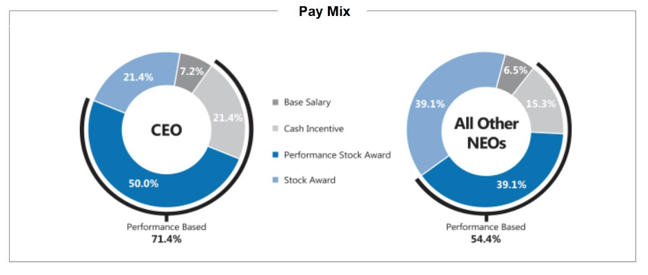 pay mix of microsoft CEO and other NEOs