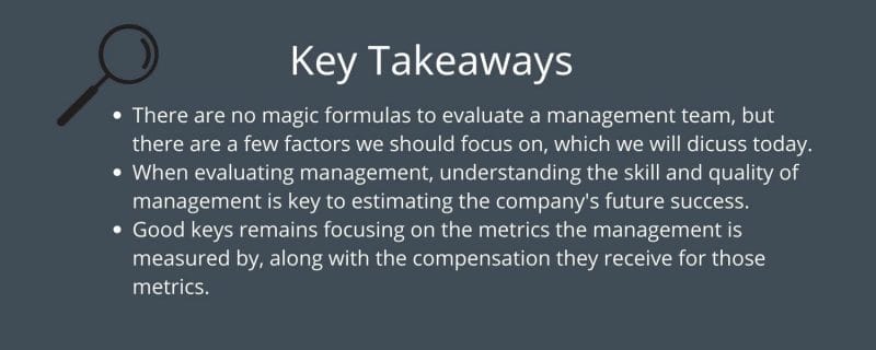 key takeaways for evaluating management