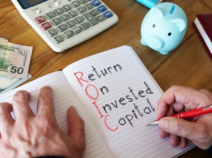 return on invested capital written in notebook