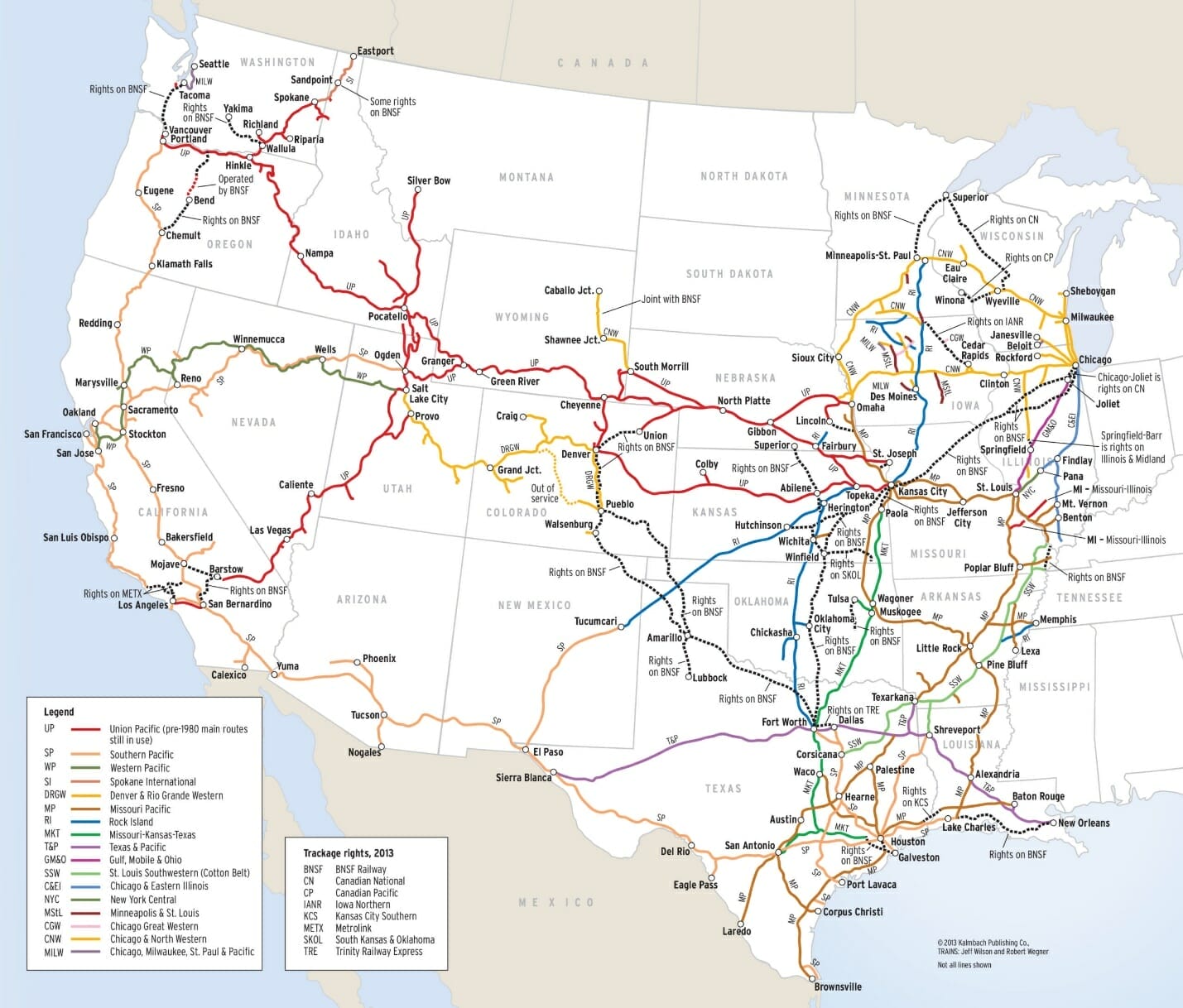 map of railroad competition in west and midwest of north america