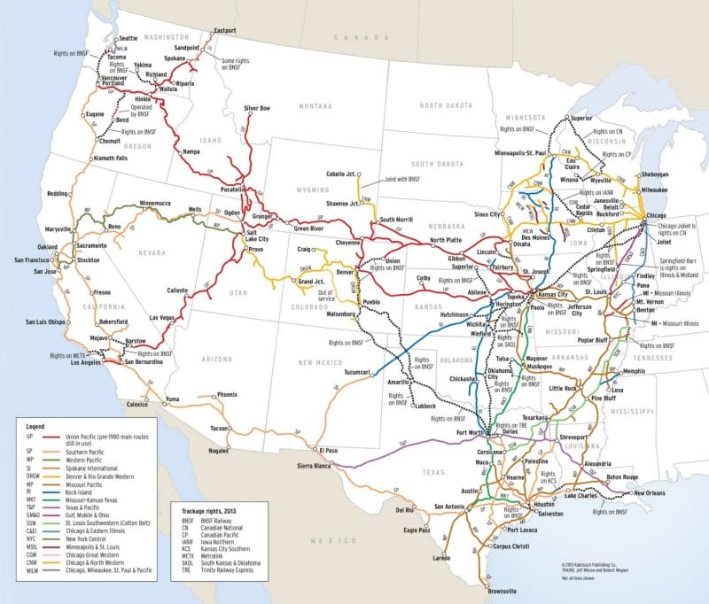 map of Union Pacific rail lines