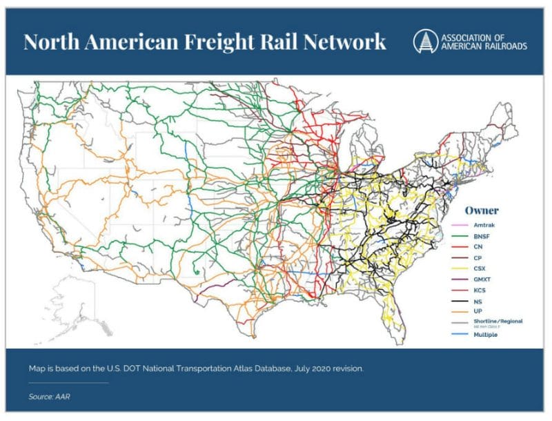 amp of all the US railroads