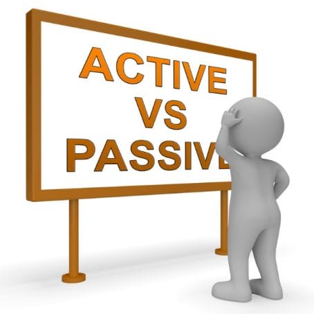active vs passive on sign person is looking at