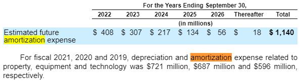 visa income statement amortization