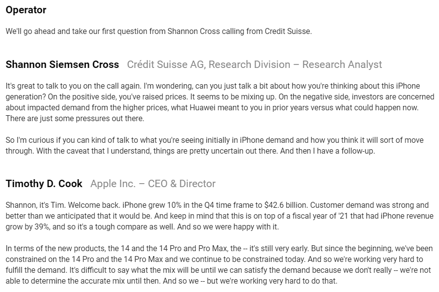 apple analyst's q&a