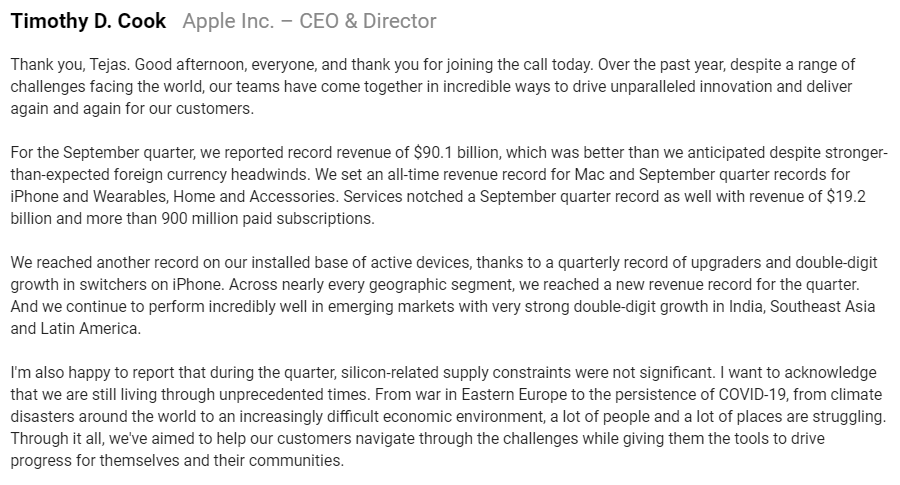 apple earnings transcript