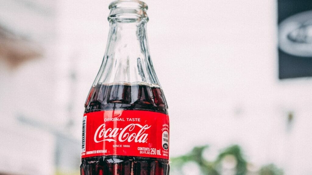 closeup of coca cola glass bottle