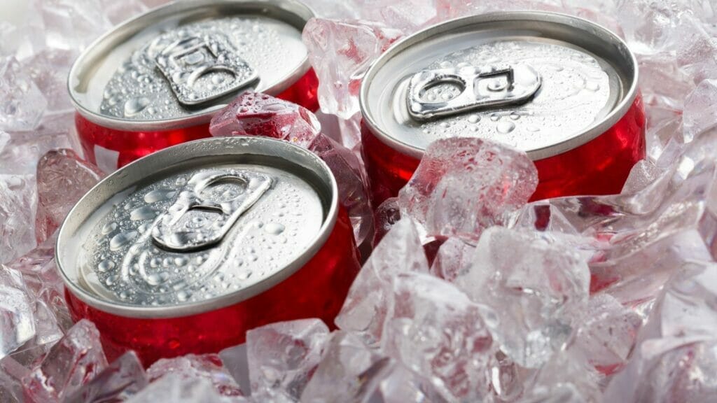 coca cola cans in ice