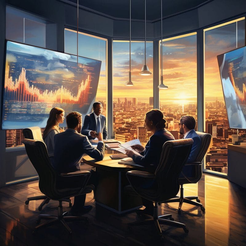 A group of people in a meeting