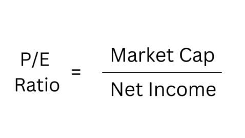 P/E Ratio = Market Cap / Net Income equation
