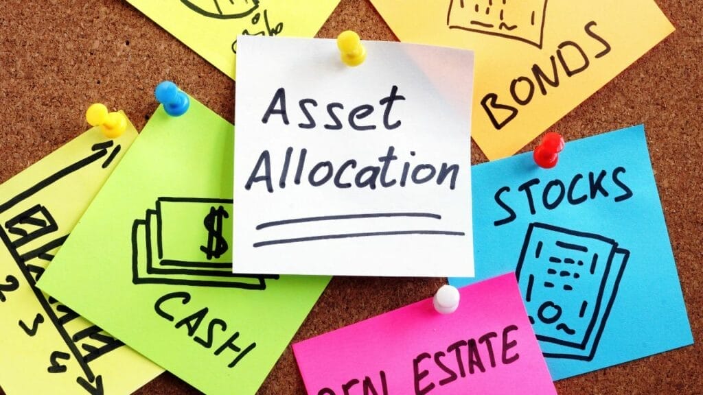 a sticky note saying asset allocation