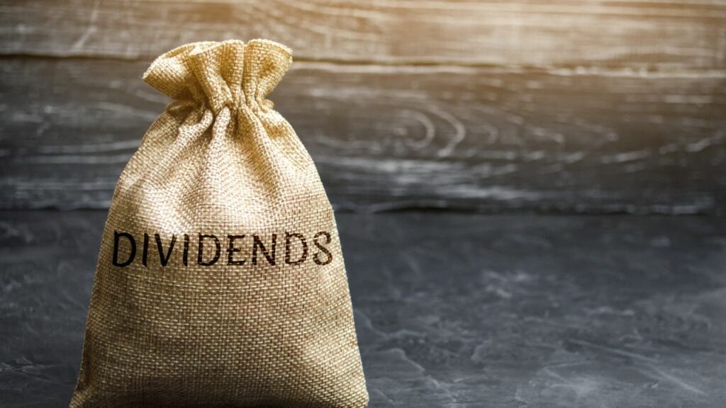 a sack labeled dividends